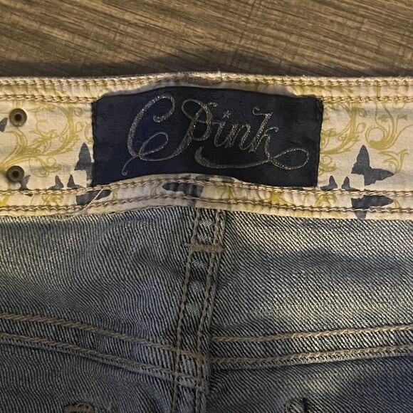C Pink Celebrity Pink Wide Leg Stretch Jeans Size 7 Dark Wash - Picture 5 of 9